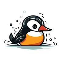 Cute cartoon penguin on a white background. Vector illustration.