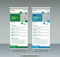 Vector vector green and blue roll up banner template