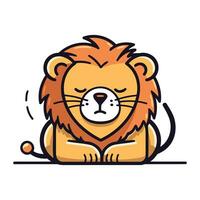 Lion icon. Vector illustration in flat style. Isolated on white background.