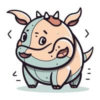 Cartoon rhinoceros. Cute animal. Vector illustration