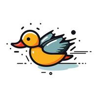 Cute rubber duck icon. Vector illustration. Isolated on white background.