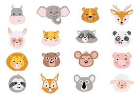 Cute Head Animal Element Set vector