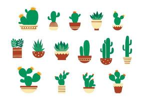 Cute Cactus Plant Illustration Set vector