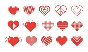 Simple Heart Icon Element Set vector