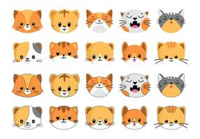 Cute Cat Head Cartoon Set vector