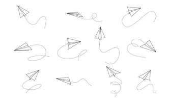 Lined Paper Airplane Element Set vector