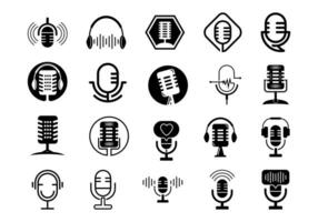 Podcast Microphone Icon Element Set vector
