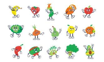 Fruit Cartoon Character Element Set vector