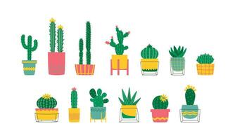 Cartoon Cactus Illustration Element Set vector