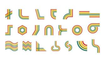 70's Groovy Lined Element Set vector