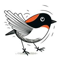 Funny little bullfinch. Hand drawn vector illustration isolated on white background.