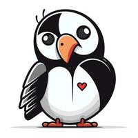 Cute cartoon penguin isolated on white background. Vector illustration.