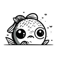 Cute kawaii fish. Vector illustration in cartoon style.