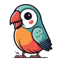 Cute cartoon parrot. Vector illustration. Isolated on white background.