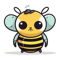 Cute cartoon bee. Vector illustration. Isolated on white background.