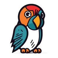 Cute cartoon parrot. Vector illustration. Isolated on white background.