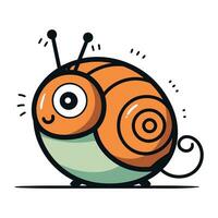 Cute cartoon snail. Vector illustration. Isolated on white background.