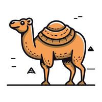 Camel. Vector illustration in thin line style on white background.