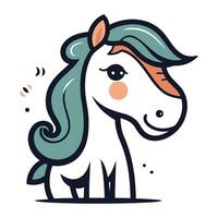 Cute cartoon horse isolated on a white background. Vector illustration.