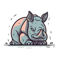 Cute rhinoceros. Vector illustration isolated on white background.