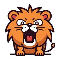 Cute cartoon lion. Vector illustration on white background. Isolated.