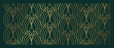 Luxury geometric gold line art and art deco background vector. Abstract geometric frame and elegant art nouveau with delicate. Illustration design for invitation, banner, vip, interior, decoration. vector