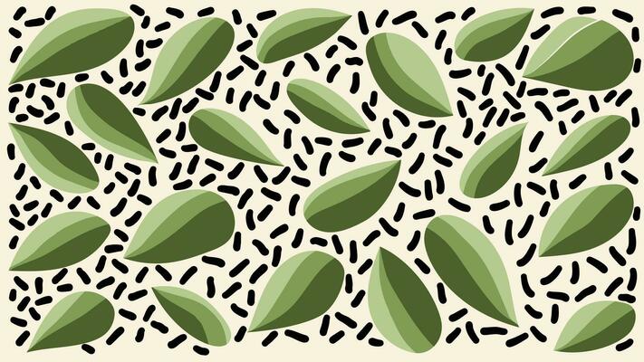 Abstract botanical art background vector. Natural hand drawn pattern design with leaves branch. Simple contemporary style illustrated Design for fabric, print, cover, banner, wallpaper.