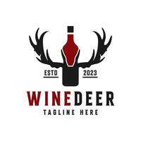 wine deer vector illustration logo