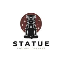 mexicano azteca sentado figura Roca estatua logo vector