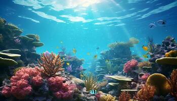 Ocean coral reefs underwater. Generative AI photo