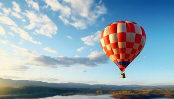 Colorful hot air balloons in the clear sky. Generative AI photo