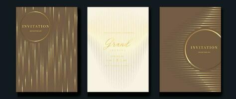 Luxury invitation card background vector. Golden curve elegant, gold lines gradient on light color background. Premium design illustration for gala card, grand opening, party invitation, wedding. vector