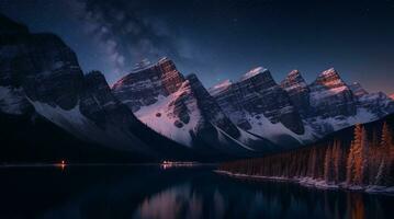 Mountain with lake AI Generate photo