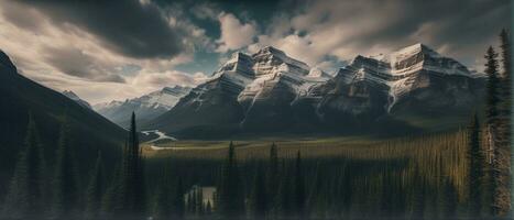 tranquilo escena con majestuoso montaña pico reflexión generado por ai foto