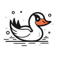 Vector illustration of a duck swimming in the pool. Flat style.