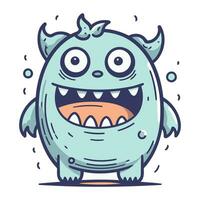 Funny cartoon monster. Vector illustration of cute monster. Cartoon monster.