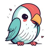 Cute cartoon parrot in a red cap. Vector illustration.