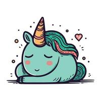 Cute cartoon unicorn. Vector illustration. Isolated on white background.