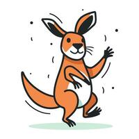 Cute kangaroo vector illustration. Cartoon kangaroo character.