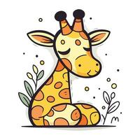 Giraffe. Cute cartoon character. Colorful vector illustration.