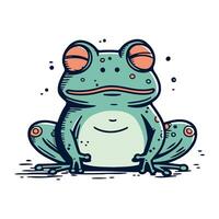 Cute cartoon frog. Vector illustration. Isolated on white background.