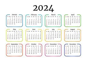 Calendar for 2024 isolated on a white background vector