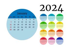 Calendar for 2024 isolated on a white background vector