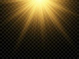 Sunlight on a background. Isolated yellow rays of light. Vector illustration