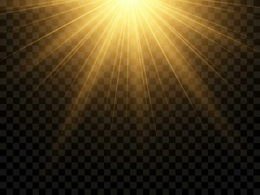 Sunlight on a background. Isolated yellow rays of light. Vector illustration