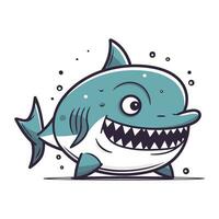 Cartoon shark. Vector illustration. Isolated on white background.