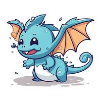 Vector illustration of a cute cartoon dragon. Isolated on white background.