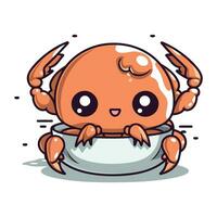 Cute cartoon crab. Vector illustration. Isolated on white background.