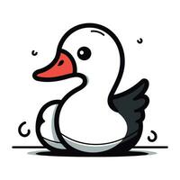 Duck Vector Illustration. Cute Cartoon Duck Vector Illustration