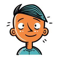 Cartoon face of a boy with a happy expression. vector illustration